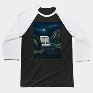 Moonlit Waterfall Baseball T-Shirt